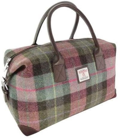 Weekendtas Esk Gedempt Groen & Paars Tartan - Harris Tweed - Glen Appin of Scotland