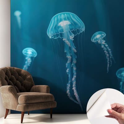 Coloray Zelfklevend Behang - Maritieme elegantie Stickerbehang op rol - 250x250 cm - Blauw Zelfklevend Behang - Voor de badkamer, slaapkamer en woonkamer. - Herpositioneerbaar - Zelfklevend fotobehang