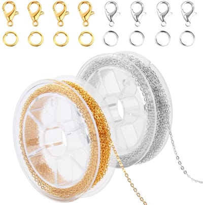 Dailygoody - Sieradenketting Set - DIY Kettingen - Roestvrij Staal - Goud en Zilver - Schakelkettingen - Creatieve Sieraden Maken - 10 m Lengte
