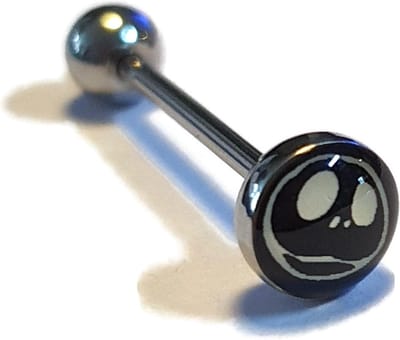Aramat Jewels | Tongpiercings | Grappige Smiley Stalen Tongpiercing - 7/5 Mm | | | |7mm | Staal | Volwassenen | Verkleurd niet