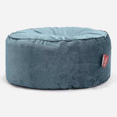 Zitzak Poef - Voetenbank Ottoman - Extra zitplaats - Kindveilige rits - 65 cm diameter - Petrol fluweel