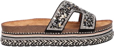La Strada Platform Slipper Zwart Textiel - Damesschoenen - Maat - 37