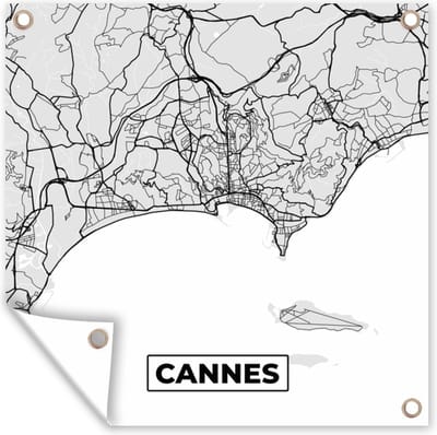 Tuin poster Cannes - Plattegrond - Frankrijk - Kaart - Stadskaart - 200x200 cm - Tuindoek
