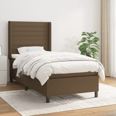 vidaXL - Boxspring - met - matras - stof - donkerbruin - 90x200 - cm