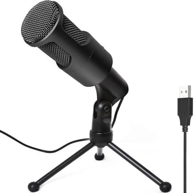 USB Microfoon - Condensator Microfoon - Streamen Opnemen - Opvouwbaar Statief - 219 Gram - Zwart