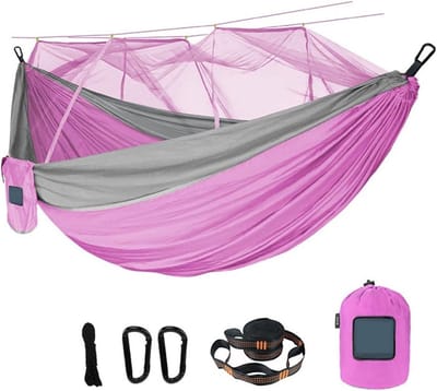 Draagbare Hangmat - Kampeerhangmat Tuin - Buiten Ontspannen - Lichtgewicht en Opvouwbaar - 260 x 140 cm - Kleur D