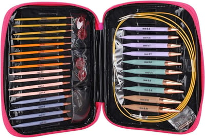 Set van 13 Verwisselbare Rondbreinaalden met Aluminium Haaknaalden 2.75mm-10mm en Opbergtas voor Breien en Haken
