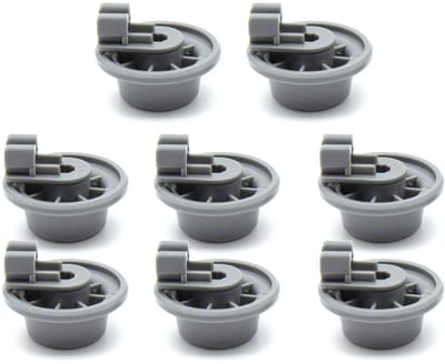 Wiel van onderkorf - Vaatwasser Korf Wieltjes Universeel - korfwiel korfwieltjes vaatwasser - geschikt voor Bosch Siemens Atag Balay Neff - 8 Stuks - 37mm - Grijs