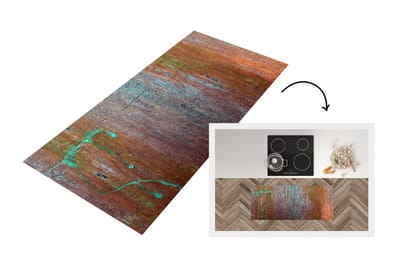 Keukenloper - Loper keuken - Plaat met koperen structuur uit een werkplaats - 120x50 cm - Keukenloper vinyl