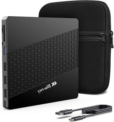 Externe Blu Ray Drive - 4K UHD Speler - Films Kijken - 6-in-1 Poorten Hub - 14.5 x 13.7 cm