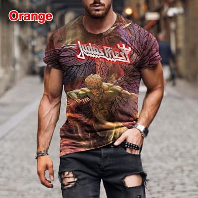 Mode Hip Hop Rock Judas Priest Band 3d imprimé t shirts pour hommes décontracté col rond à manches courtes hauts tendance de la rue t shirts surdimensionnés 6XL black