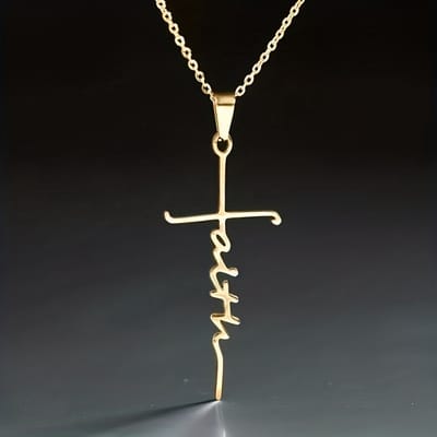 VANDAAG VERZONDEN - Ketting - Goud - Kruis 4,5 cm - Christelijk - Faith