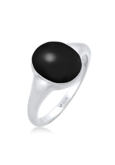 Elli - Ring - Dames zegelring Klassiek Oval met email in 925 Sterling Zilver Verguld - Dames