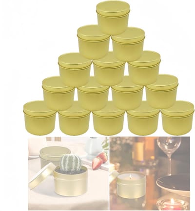 Lege Kaarsenblikken met Deksel - 15 Stuks, Ideaal voor DIY Kaarsen, Ambachten en Sieraden, 50 x 40 mm