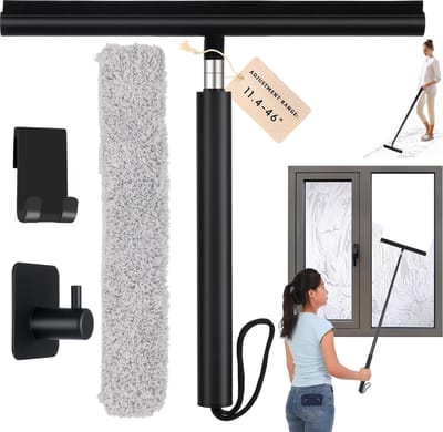 Douchewisser Uitschuifbaar - Siliconen Douchewisser - Raamwisser Met Verlengstang - 2 In 1 Vloertrekker En Raamwisser - Wisser Voor Glazen Douchedeur - Voor Het Schoonmaken Van Huizen,Glazen Deur, Tegelwand, Auto,Tegels - Met Microvezeldoek En Haak