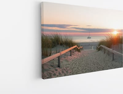 Saammp Canvas Schilderij - Pad naar het strand - Nederland - Landschap - Natuur - 45x30 - Foto op canvas - Wanddecoratie - Muurdecoratie Woonkamer - Slaapkamer decoratie - Canvas Print