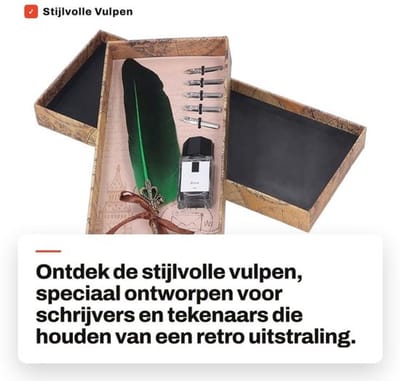 Vulpen Retro-Stijl - Zinklegering - Stevige Penhouder - 5 Penpunten - Hoogwaardige Schrijfervaring - Duurzaam Materiaal - Schrijfpennen