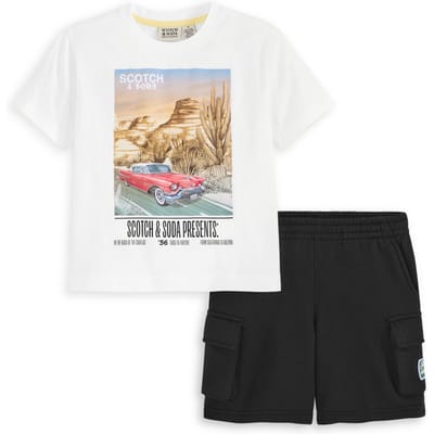 Scotch & Soda 2pc Big Boys Jersey/fleece T-shirt & Short Set White Traditi Taglia: S | T-shirt Outlet | kids | Bianco