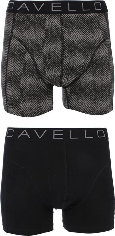 Cavello - 2-pack Boxershorts Zwart / Grijs Print - XXL