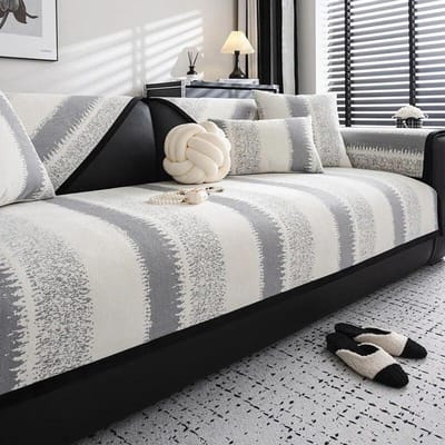 Nieuwe Chenille Bankhoezen Zwart Wit Gestreepte Bankkussen Woondecoratie Fauteuil Handdoek Meubel Zitkussen Bankmat voor Woonkamer 70x70cm 1pcs