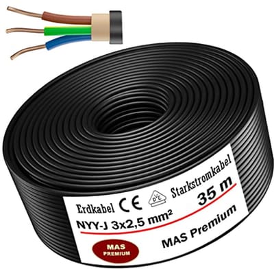 Premium NYY-J Aardkabel voor Buiteninstallatie 600/1000V - Beschikbaar in Diverse Lengtes