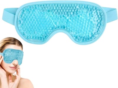 Koude gel oogmasker voor migraine en hoofdpijn, verkoelend slaapmasker voor vermoeide ogen en gezwollen ogen, blauw