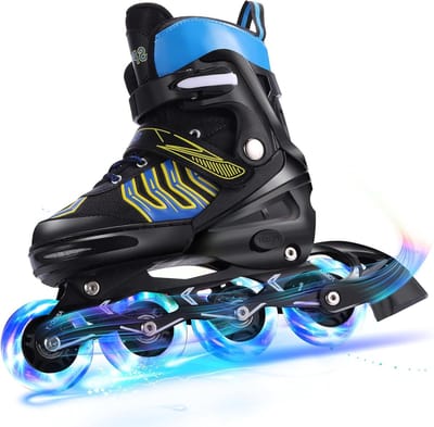 Comfortabele verstelbare inline skates voor kinderen - rolschaatsen voor meisjes en jongens - maat S M L - roze blauw