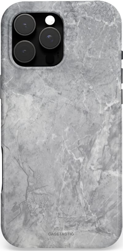 Casetastic Hoesje Geschikt voor Apple iPhone 16 Pro Max Magsafe - Stijlvolle Beschermende Duo-layer Case - Grijs Marmeren Stone