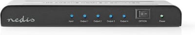Nedis HDMI-Splitter - 4-Poorts poort(en) - HDMI Input - 4x HDMI Output - 4K@60Hz - 18 Gbps - Metaal - Antraciet