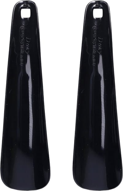 5Five Schoenlepel - 2x - 16 cm - kunststof - zwart - met haak - instaphulp - schoenen