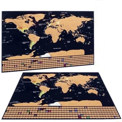WiseGoods Premium Wereldkaart Krasmap - Scratch Map - Kraskaart - Luxe Zwart Goud - Hobby - DIY - Decoratie - Cadeau - 30X42CM