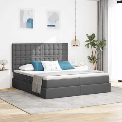 vidaXL Opbergbed met hoofdeinde Donkergrijs 180 x 200 cm Stof