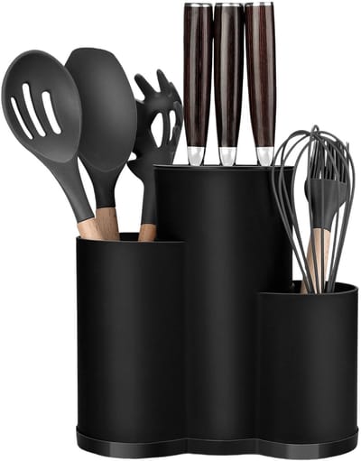 longziming 3-in-1 Messenset Houder – Ronde Universele Messenset – Zonder Messen – Geschikt Voor 12 Messen van 8 Inch – Keuken Organizer– Keuken Accessoire