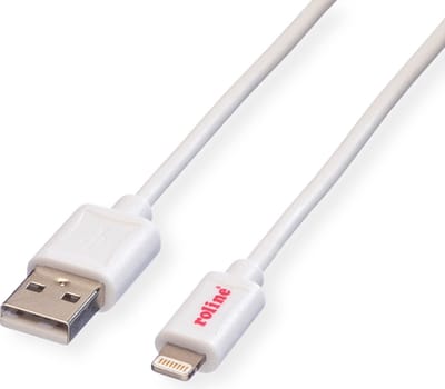 ROLINE 8pin naar USB 2.0 kabel voor iPhone, iPod, iPad, wit, 1,8 m