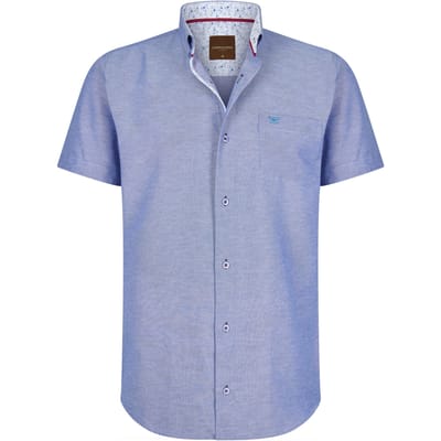 Cappuccino Italia - Heren Overhemden Korte Mouw Royal - Blauw - Maat S