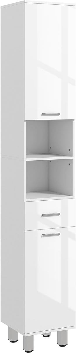 Kleankin - Badkamerkast - Spaanplaat - 30L x 30B x 180H cm - Wit