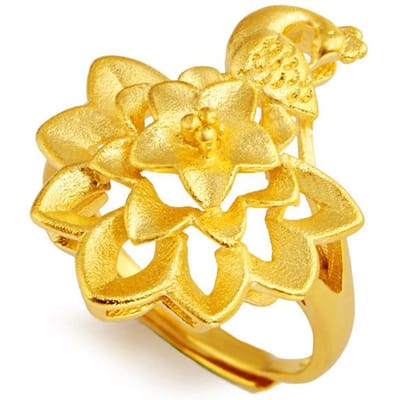 Euro Vergulde Sieraden Dames Verstelbare Pauw Open Ring Zandkleurige Gouden Sieraden Ring yellow