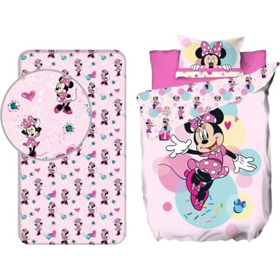 Minnie Mouse slaapkamerset; dekbedovertrek en hoeslaken
