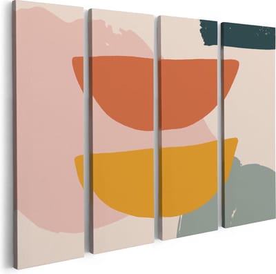 Artaza Canvas Schilderij Vierluik Abstracte Kunst in Scandinavische Stijl - 80x60 - Foto Op Canvas - Canvas Print