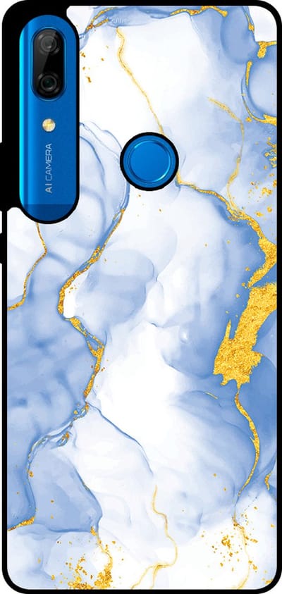 Smartphonica Telefoonhoesje Geschikt voor Huawei P Smart Z / Y9 Prime (2019) met Lichtblauw Goud Marmer Opdruk - TPU Backcover Case Lightblue Gold Marble Design geschikt voor Huawei P Smart Z;Huawei Y9 Prime (2019)