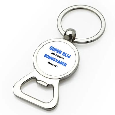 Akyol - super blij met een lieve bonusvader zoals jij flesopener - Papa - de liefste bonusvader - vader cadeautjes - vaderdag - verjaardag - geschenk - kado - 9 bij 3 cm