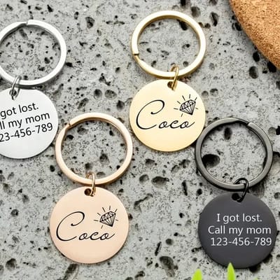 Hondenpenning rond gegraveerd - RVS dogtag rond gegraveerd - dierenpenning gegraveerd rond - Petshop Seven®