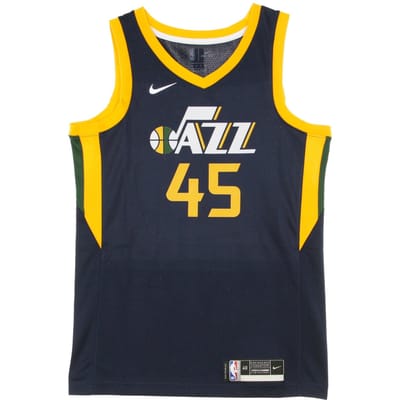 Basketbaltanktop voor heren Nba Swingman Jersey Icon Edition 2020 nr. 45 Mitchell Donovn Utajaz College Navy/zonnewijzer