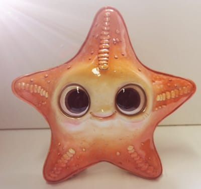 Zeester - Beeld - Zeedier - Oranje - XL - Keramiek - Funny - 26x9x24cm - Decoratie