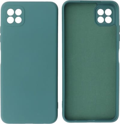 Hoesje Geschikt voor Samsung Galaxy A22 5G - Fashion Telefoonhoesje Backcover - Siliconen Hoesje - Donker Groen