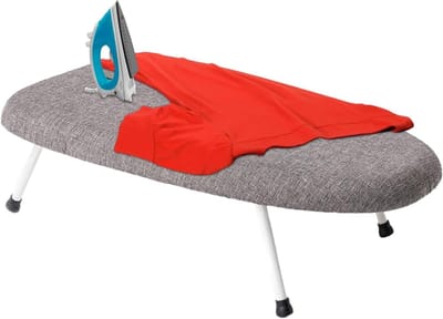 Tafel strijkplank - Strijkbord met poten - Snel kleding strijken - Extra breed oppervlak - 63 x 40.4 cm - Grijs
