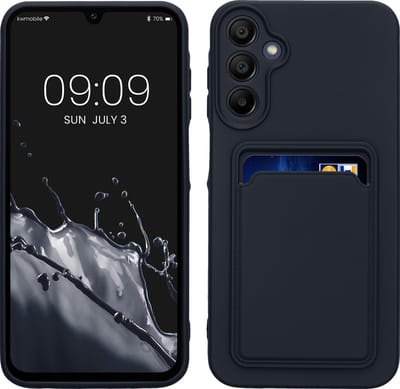 kwmobile telefoonhoesje geschikt voor Samsung Galaxy A15 5G - Hoesje met pasjeshouder - TPU case in donkerblauw