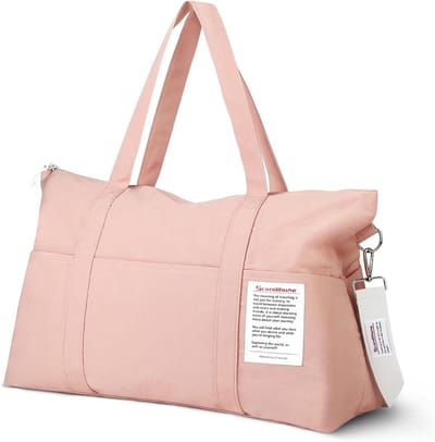 Dames Sporttas voor Reizen en Gym, Waterdichte Weekendtas met Trolleyhoes, Handbagage voor Sport en Vliegtuig, Roze, Één Maat