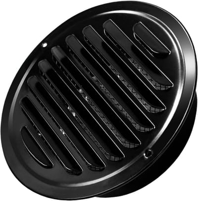 Ventilatierooster Rond - Afzuigkap Rooster - Ventilatie Binnen - Insectenwerend Gaas - 8 Diameters - Zwart
