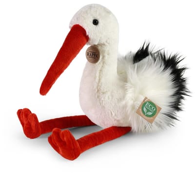 Rappa ECO knuffel ooievaar 39 cm - realistische knuffel van recyclede PET flessen - zwart, wit, rood